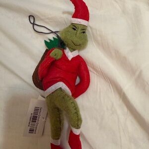 Handmade Felt Wool Santa Grinch Ornament Fair Trade